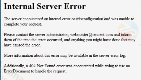 Internal server error
