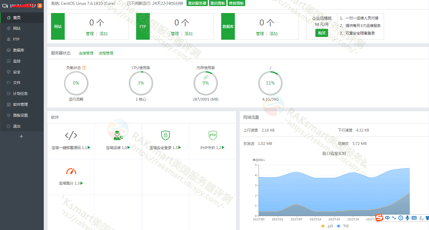 宝塔面板后台控制界面