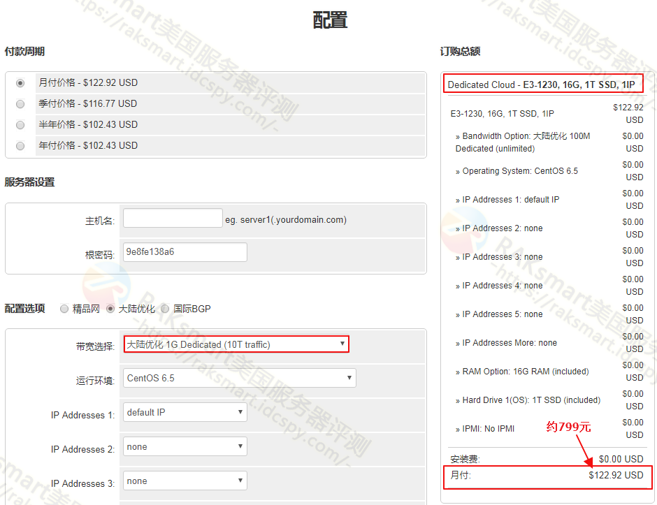 RAKsmart E3-1230美国G口服务器方案配置和价格