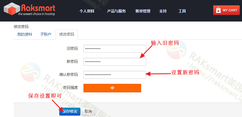 raksmart官网更改密码