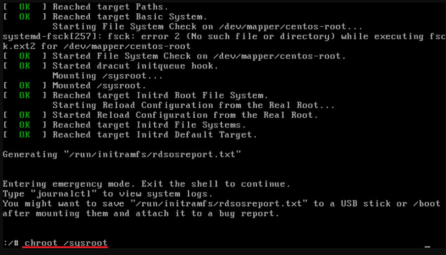 运行chroot /sysroot命令