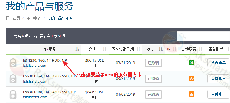 raksmart服务器产品列表页面