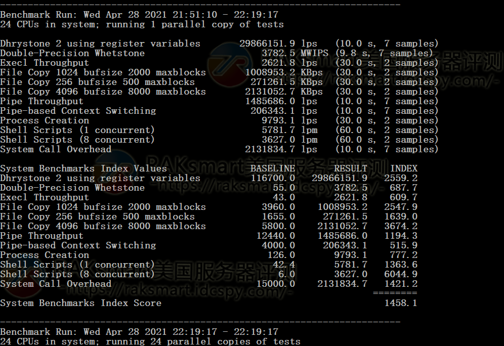 UnixBench跑分测试