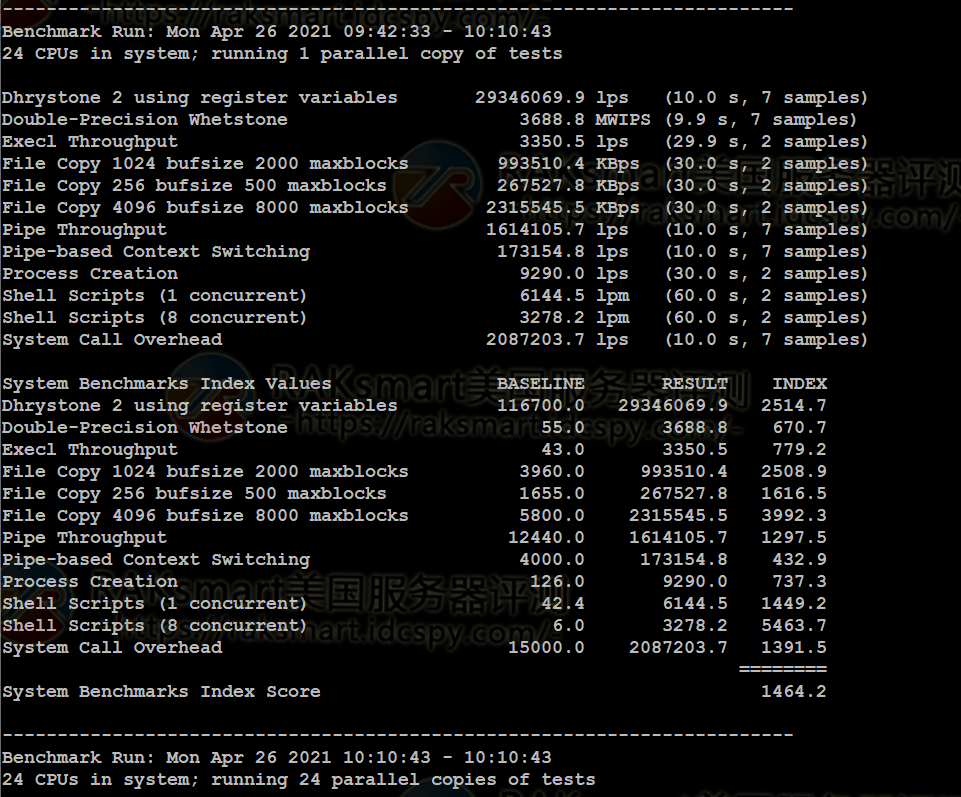 UnixBench跑分测试
