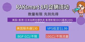 RAKsmart 8月促销活动