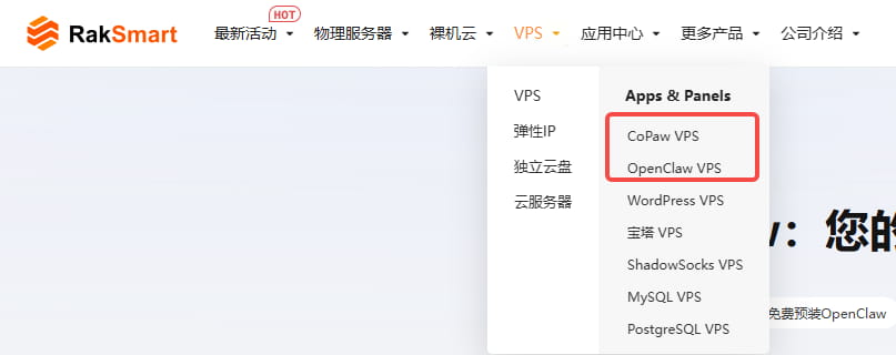 RAKsmart OpenClaw/CoPaw VPS购买地址